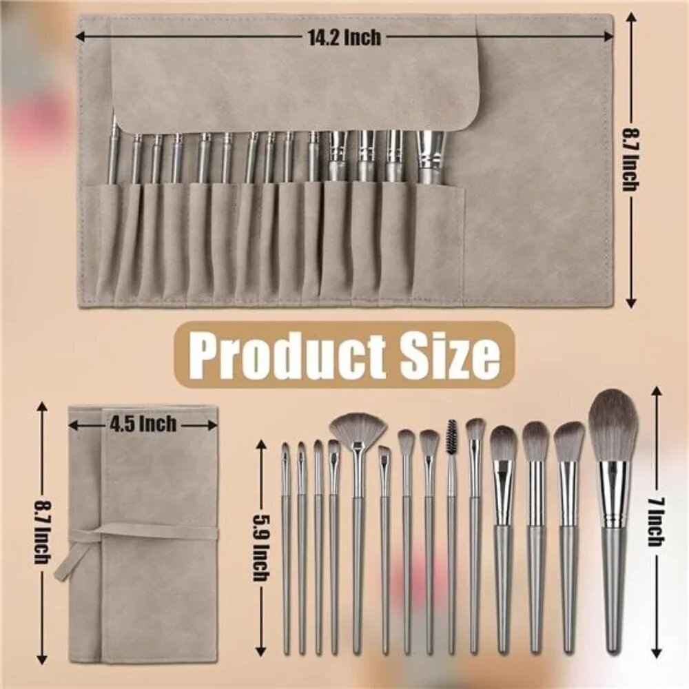 Makeup 14pc Brush Set w/ Pouch Professional Eye and Face Foundation Brush Set